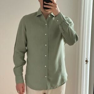Luca Faloni Portofino Linen Shirt, Sage Green, M (15.75 / 40)